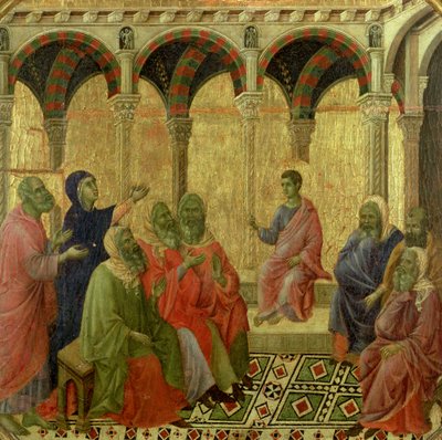 Maestà: Christus unter den Doktoren, 1308-11 von Duccio di Buoninsegna